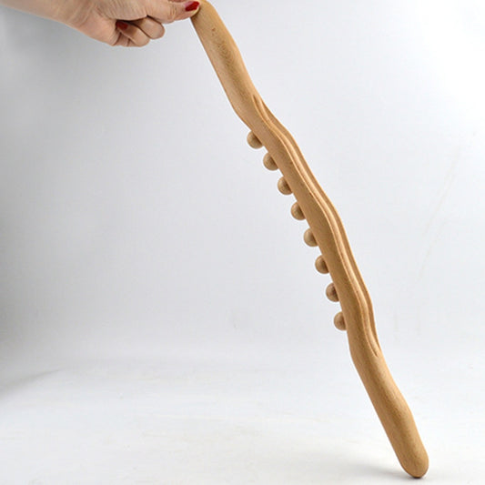 Eight-beaded Beech Wood Massage Stick Meridian Dredging Rolling Stick 53cm by bashfashion