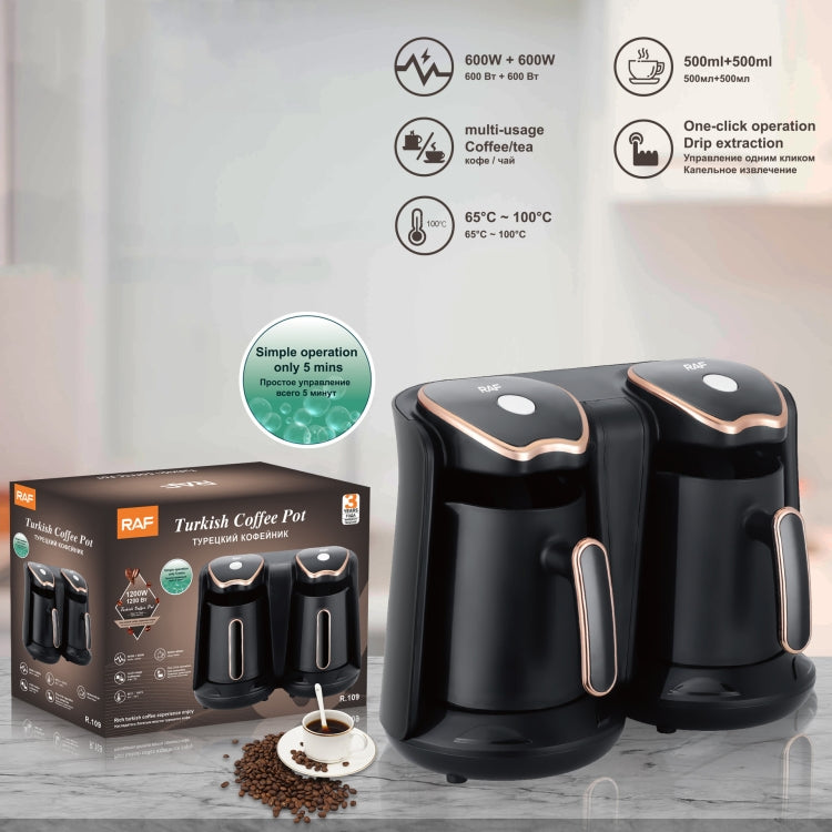 RAF R.109 Household Heating Coffee Pot Portable Office Coffee Tea Maker, EU Plug(Black Gold) by bashfashion