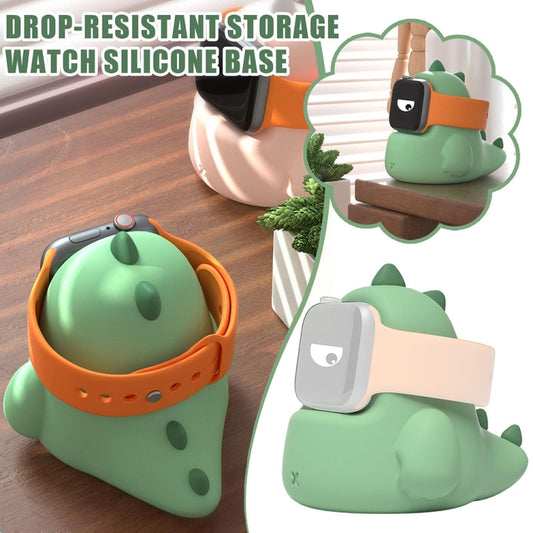 2 PCS H003 Cute Dinosaur Shaped Silicone Charging Stand without Watch For Apple Watch(Pink) by bashfashion