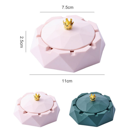 Stainless Steel Liner Ashtray With Cover Crown Home Decoration(Dark Green) by bashfashion