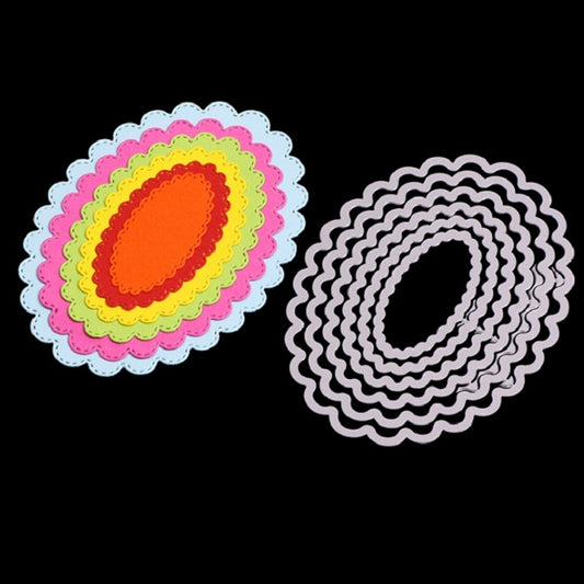 6 In 1 DIY Lace Oval Decorative Knife Die Cutting Book Etching Carbon Steel Die by bashfashion