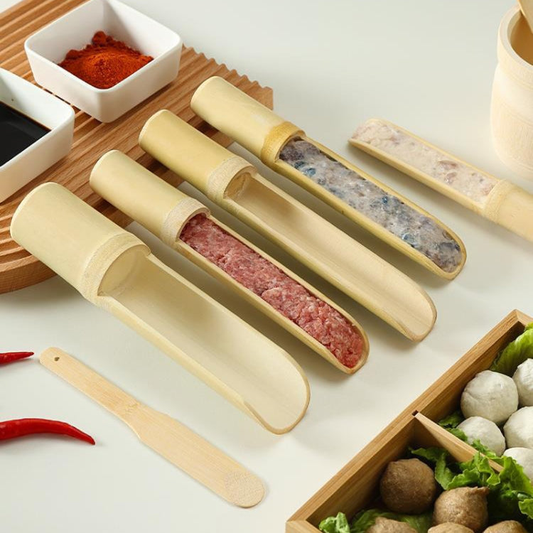 Shrimp Slip Spoon Bamboo Tube Hot Pot Restaurant Plate, Size: 5.5x30x21cm+Bamboo Slice by bashfashion