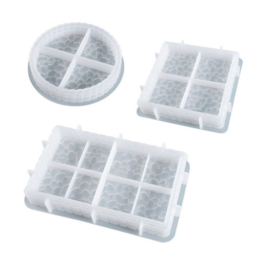 DIY Round and Square Diamond Pattern Storage Tray Silicone Mold, Specification: Square by bashfashion