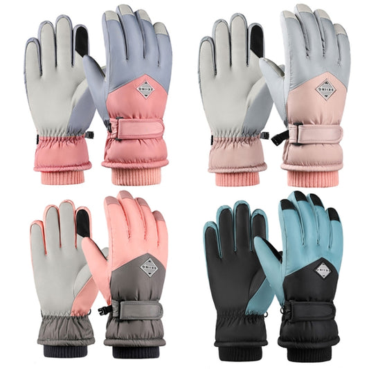 1 Pair Winter Fleece Thickened Warm And Windproof Outdoor Riding Motorcycle Gloves, Size: Free Code(Pink + Blue) by bashfashion