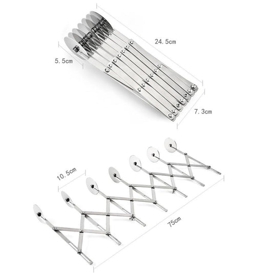 Stainless Steel Retractable Multipurpose Pizza Knife, Style: Two Headed 7 Wheels by bashfashion