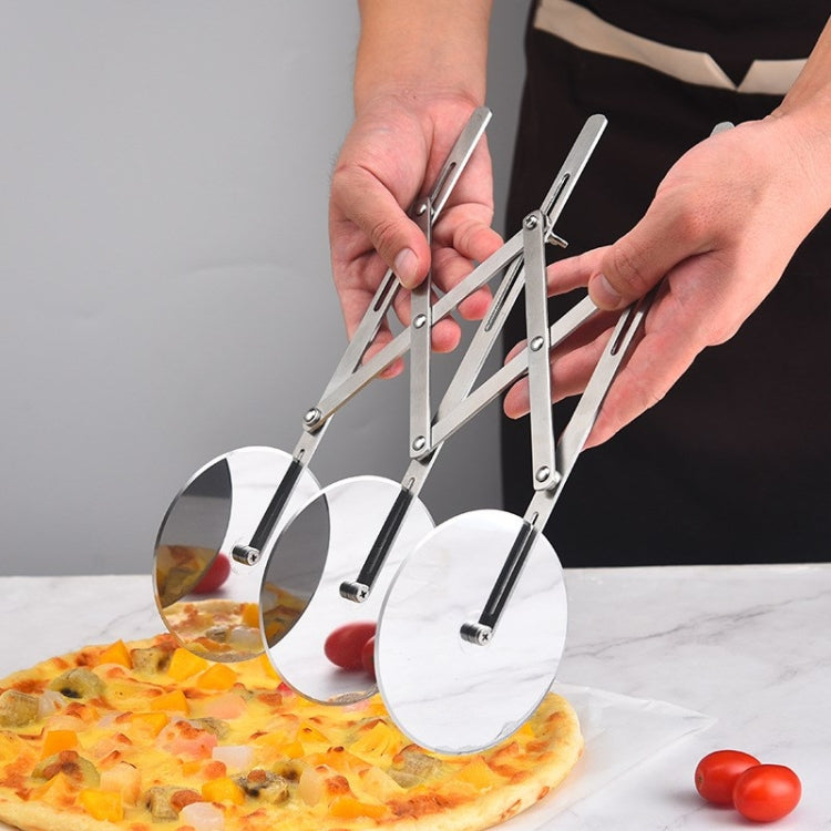 Stainless Steel Retractable Multipurpose Pizza Knife, Style: Two Headed 7 Wheels by bashfashion