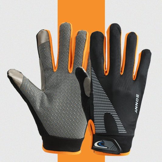 1 Pair QX0002 Sports Sunscreen Touch Screen Non-slip Wear Resistant Shock Absorbing Cycling Gloves, Size: L(Orange) by bashfashion