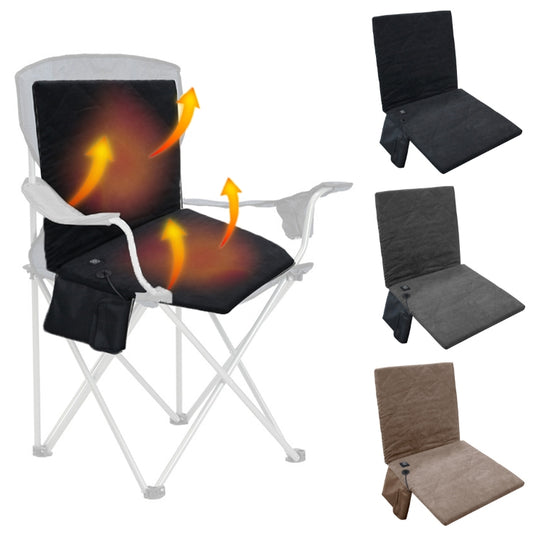 Outdoor Winter Camping Warm USB Heating Cushions With Backrest(Black) by bashfashion