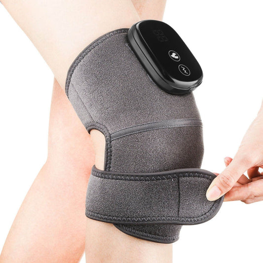 Electric Heating Therapy Knee Massager Vibration Massage Knee Pad(Gray) by bashfashion