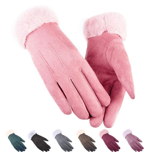 WST-01 Fleece Warm Gloves Autumn and Winter Touchscreen Cycling Gloves(Pink) by bashfashion