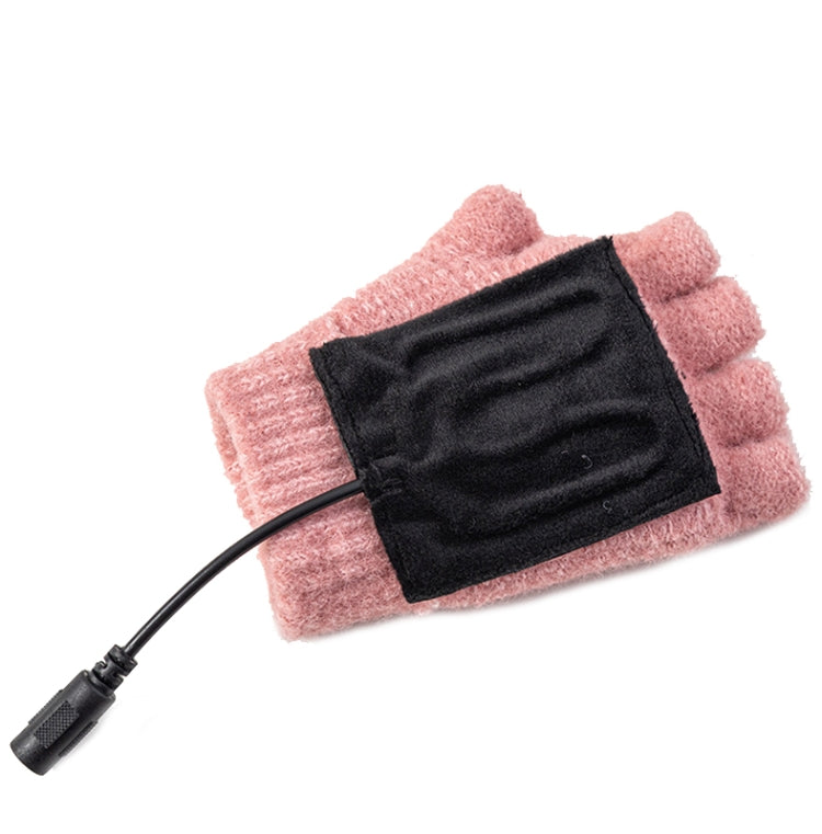 Winter Office USB Heating Warm Half Finger with Cover Gloves Heated Pad, Size: Free Size(Beige) by bashfashion