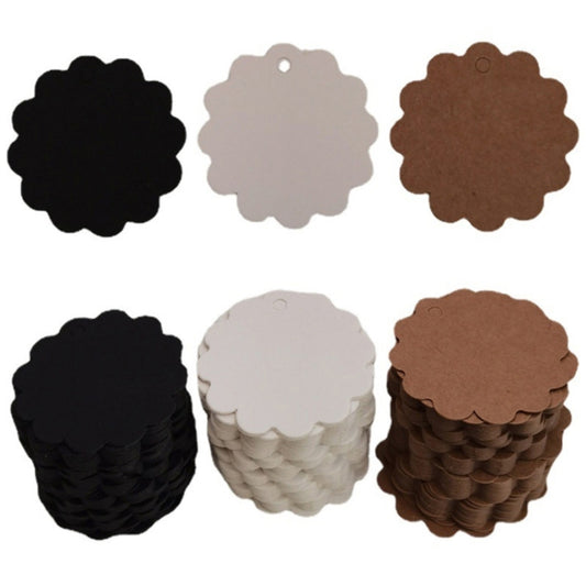 100pcs /Set Kraft Paper Tags Lace Round Blank Small Label(White) by bashfashion