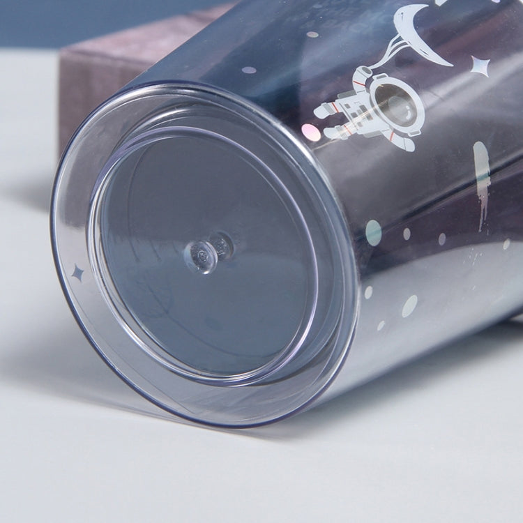 Double Star Plastic Cup Cartoon Water Cup With Straw, Color: 450ml White by bashfashion