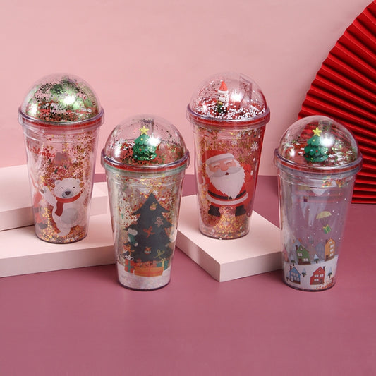 500ml Micro Landscape Plastic Cup Christmas Gift Double Cup(Style 1) by bashfashion