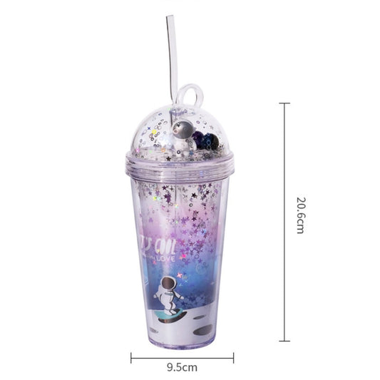 420ml Space Straw Cup Plastic Double Layer Water Cup by bashfashion
