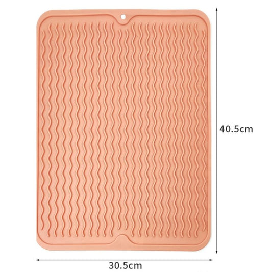 TPR Thickened Thermal Pad Wave Pattern Drain Anti-Slip Mat(Khaki Pink) by bashfashion