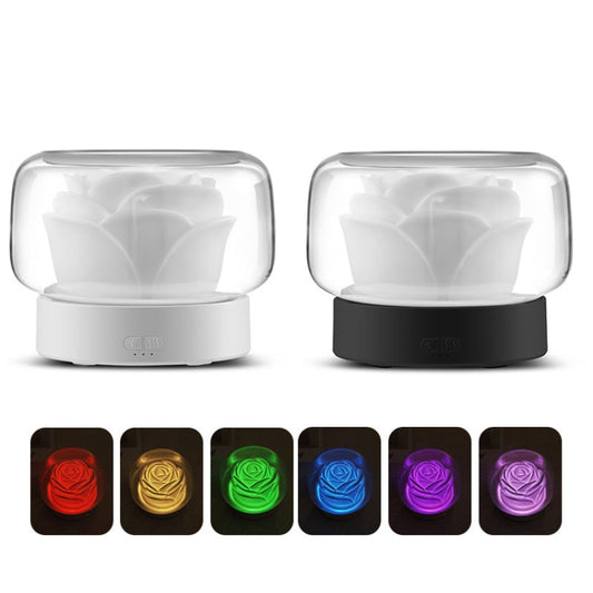 400ml Rose Aromatherapy Diffuser Timing Humidifier with Seven-color Light,CN Plug(White) by bashfashion