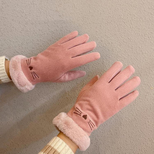 A56 Keep Warm Touch Screen Plus Velvet Thick Anti-Cold Riding Gloves, Size: One Size(Pink) by bashfashion