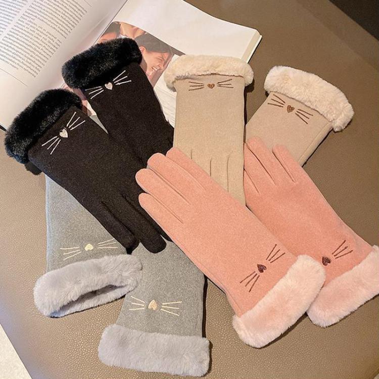 A56 Keep Warm Touch Screen Plus Velvet Thick Anti-Cold Riding Gloves, Size: One Size(Pink) by bashfashion