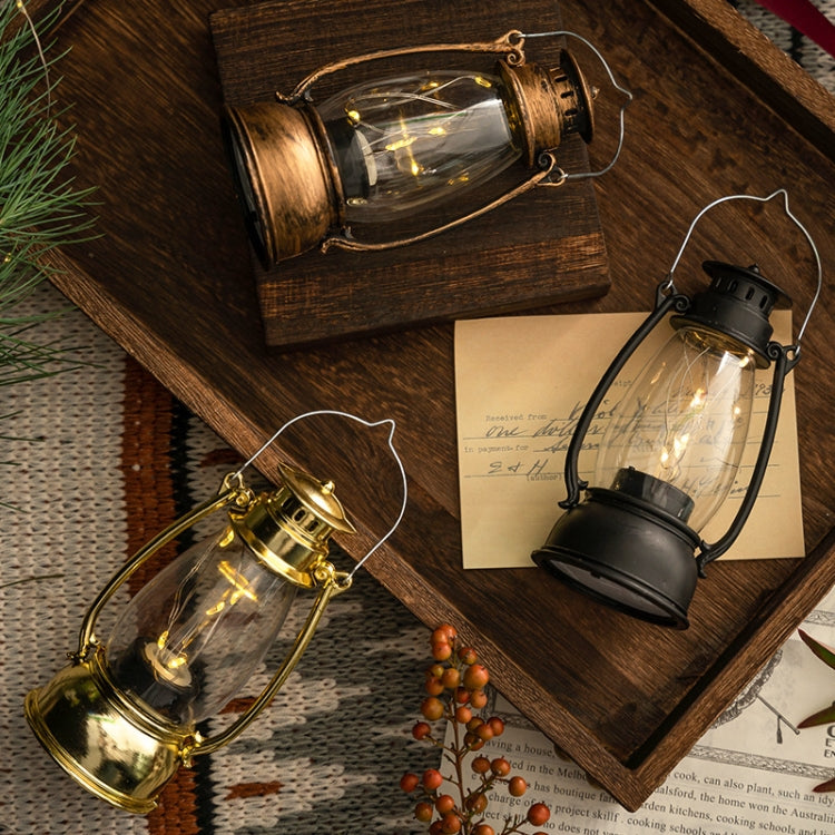 Retro Lantern Table Decoration Christmas Scene Decoration Simulation Oil Lamp(Black) by bashfashion