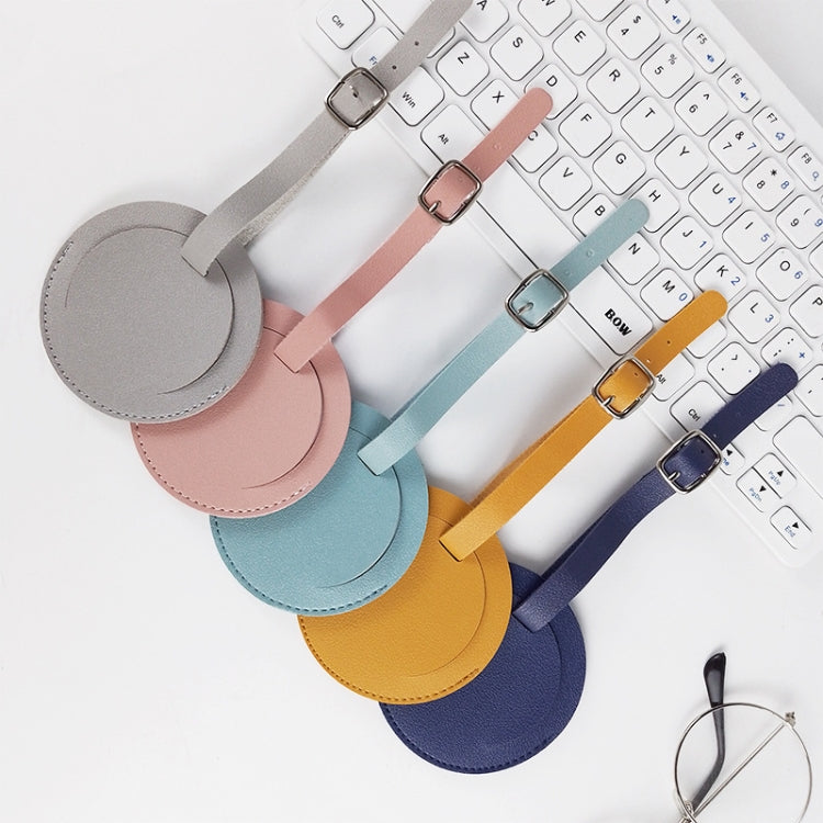 5 PCS Soft-Surface Leather Stitched Round Boarding Pass Luggage Tag(Brown) by bashfashion