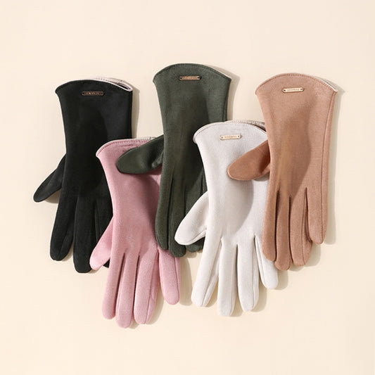 Touch Screen Plus Velvet Keep Warm Riding Gloves, Size: One Size(Women Dark Green) by bashfashion