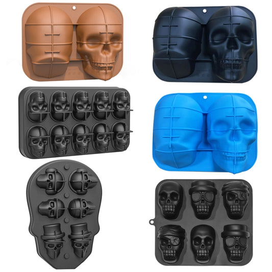 Silicone Barbecue Bakery Mold Skull Birthday Cake Baking Mold, Style: Blue by bashfashion