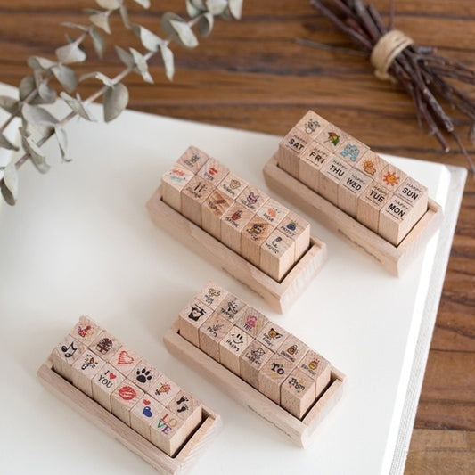 2 Sets D25 12PCS/Set Wooden Cartoon Handbook Decoration Stamps(D) by bashfashion