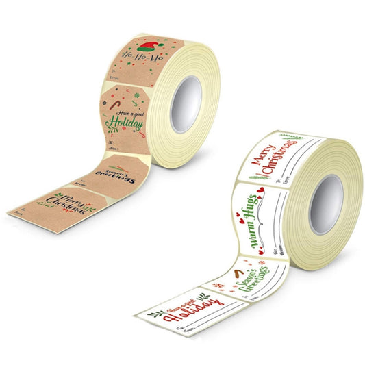 300PCS/Roll Rectangular Shaped Christmas Decoration Stickers Holiday Gift Tag Tape(Cowhide) by bashfashion