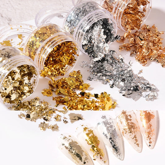 10 PCS K Gold Tin Foil Nail Decoration Nail Polish Adhesive Sticker(01 Gold) by bashfashion