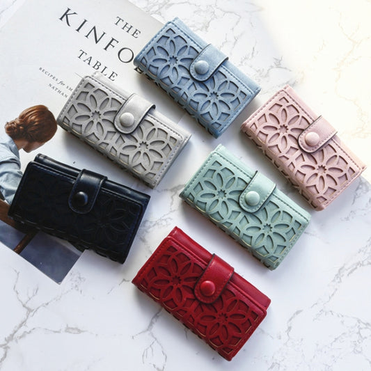 PU Multi-functional Triple Fold Buckle Women Key Bag(Pink) by bashfashion