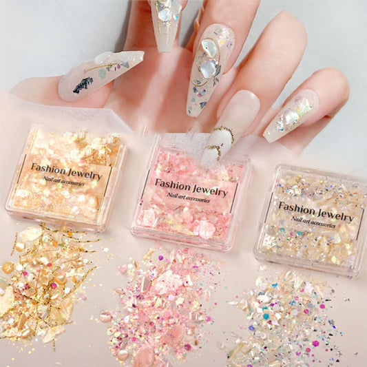 3 Boxes Nail Decorations Shell Sequins Nail Jewelry(02 Peach Pink) by bashfashion