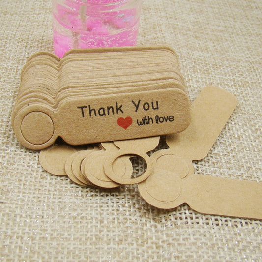 100pcs /Set Small Retro Baking Label DIY Jewelry Price Tag Bookmark Gift Card, Specification: Thankyou Cowhide by bashfashion