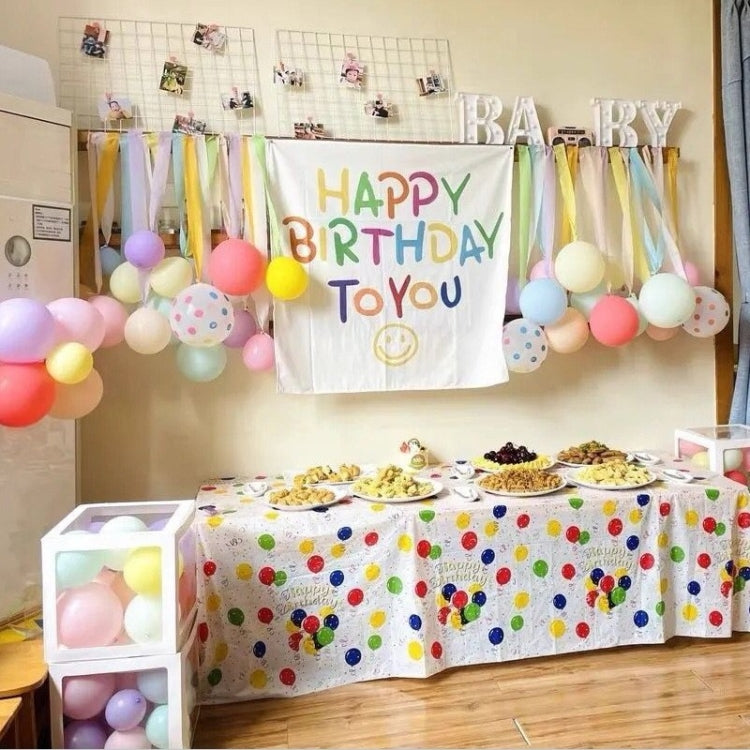 2pcs Birthday Party Disposable Tablecloth Decorations Photo Props 137 x 274cm(Colorful Wave Dot) by bashfashion