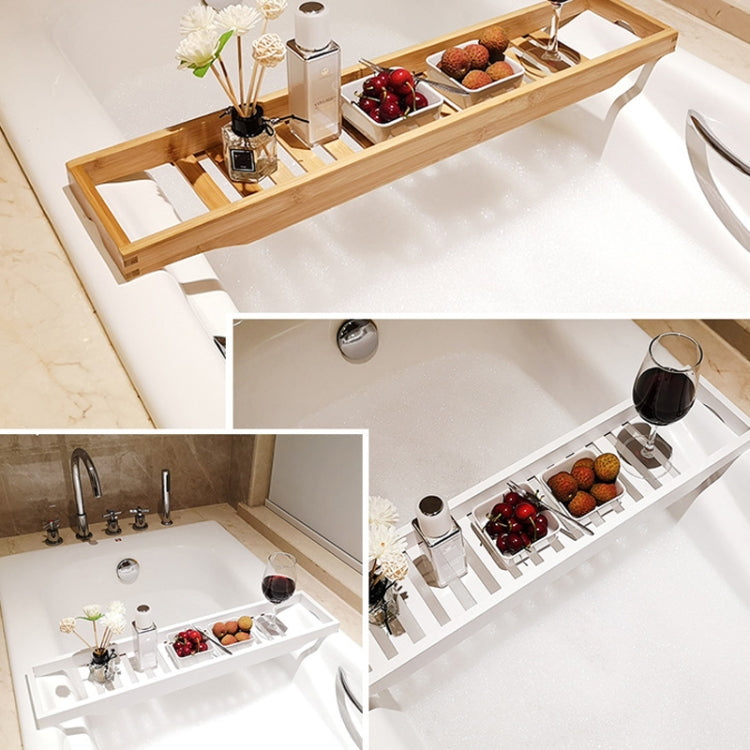 Bamboo Non-slip Bathtub Shelf Multifunctional Soaking Shelf, Color: White by bashfashion