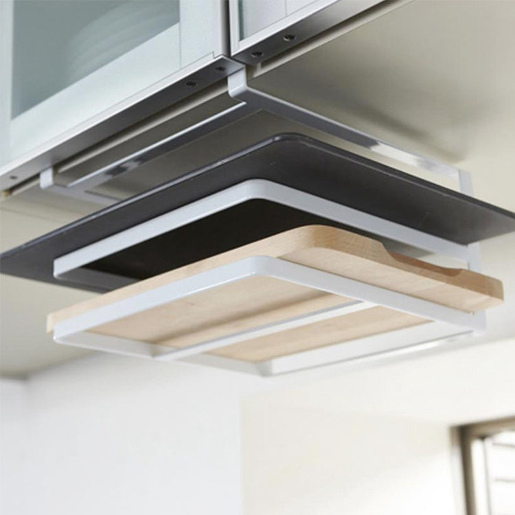 Double-layer Punch-free Kitchen Wall-Mounted Cutting Board Rack(Black) by bashfashion