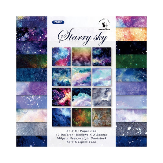 6 Inch 24 Sheets Scrapbooking Background Paper Art Handmade Crafts(Watercolor Starry Sky) by bashfashion