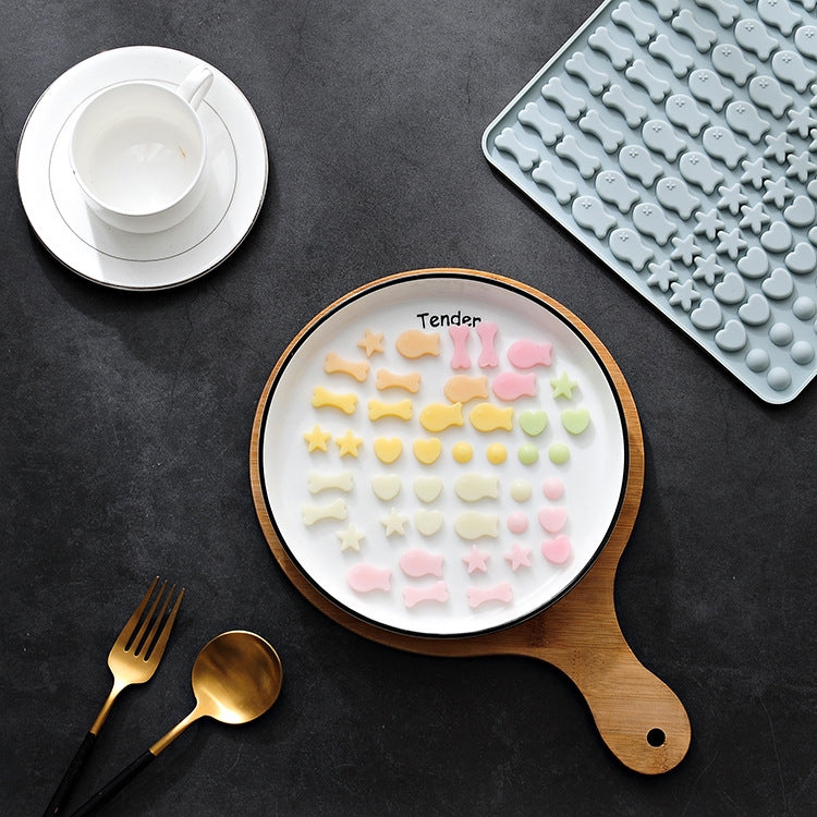 130 Grids Silicone Mat Baking Mold Mini Pet Snacks Dog Food Baking Pan Mold Biscuit Cake Mold(Pink) by bashfashion