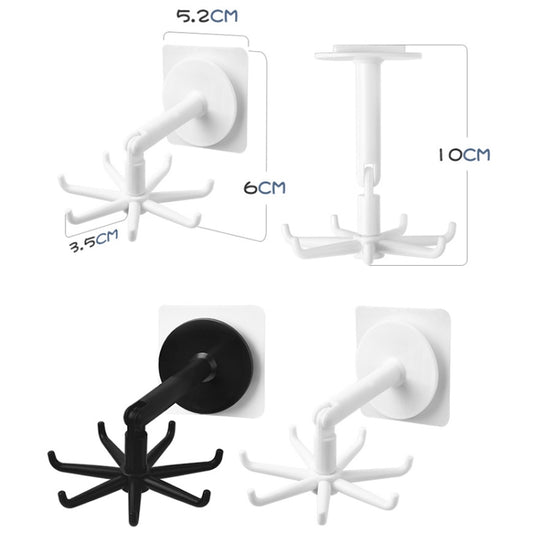 Multifunctional Rotating 7 Claws Hook Kitchen Storage 360 Degrees Without Trace Hooks(Black) by bashfashion