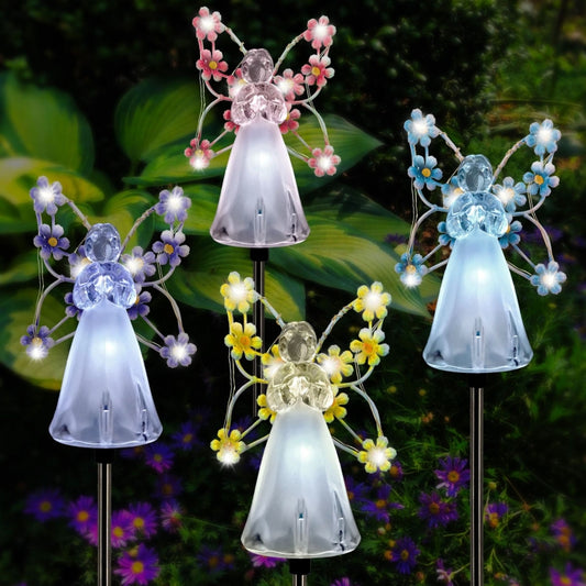 Solar Angel Garden Light Outdoor Decoration Patio Garden Ground Plug Light(Yellow) by bashfashion