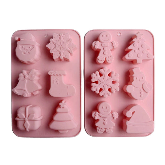 6 Cavity Cake Mold Food Grade Non-Stick Silicone Merry Christmas Festival Dessert Making Mould(Style 2) by bashfashion