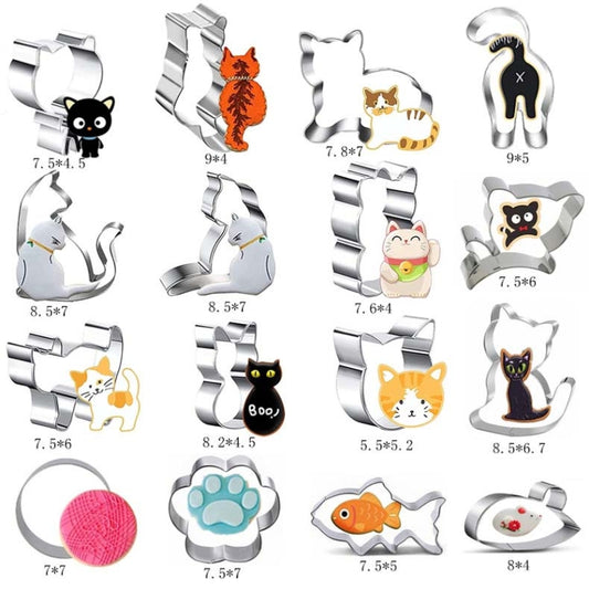 5pcs Cat Cookie Mold Stainless Steel DIY Baking Utensils(Style Random Delivery) by bashfashion