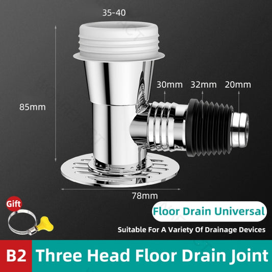 Three Head Washing Machine Floor Drain Joint Pipe Connector, Spec: B2 by bashfashion
