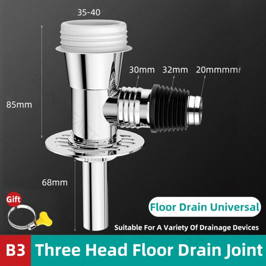 Three Head Washing Machine Floor Drain Joint Pipe Connector, Spec: B3 by bashfashion