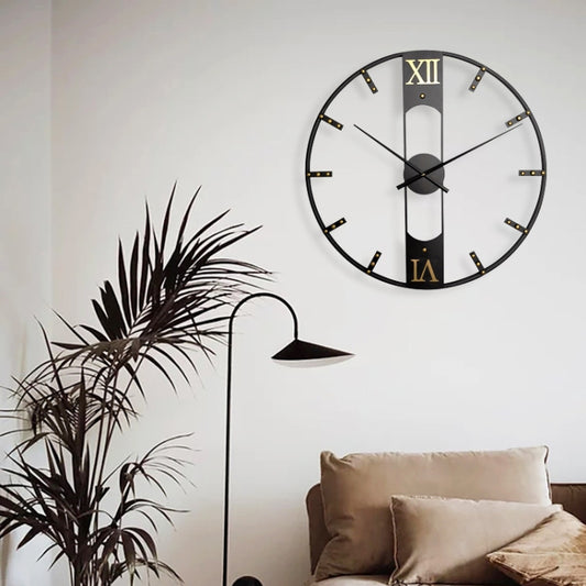 YX8836 Home Decor Wall Clock Wrought Iron Rivet Scale Silent Clock, Size: 60cm by bashfashion