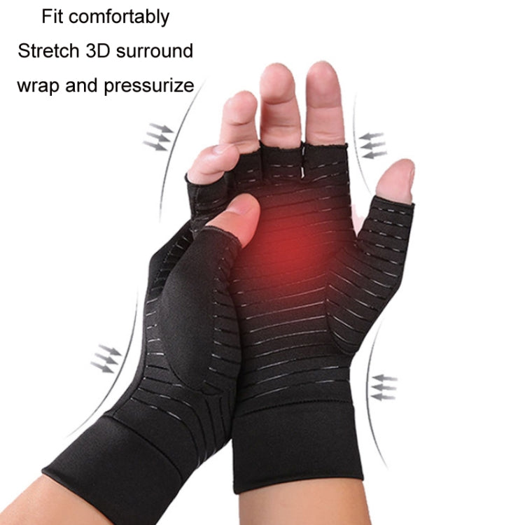 Outdoor Cycling Half Finger Gloves Inflammatory Joint Rehabilitation Silicone Gloves, Size: L(Black) by bashfashion