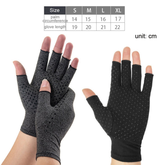Arthritis Rehabilitation Silicone Non-slip Cycling Half Finger Gloves, Size: XL(Black) by bashfashion