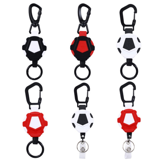 Telescopic High Resilience Steel Wire Rope Metal Anti-theft Buckle(Key Ring Red White) by bashfashion