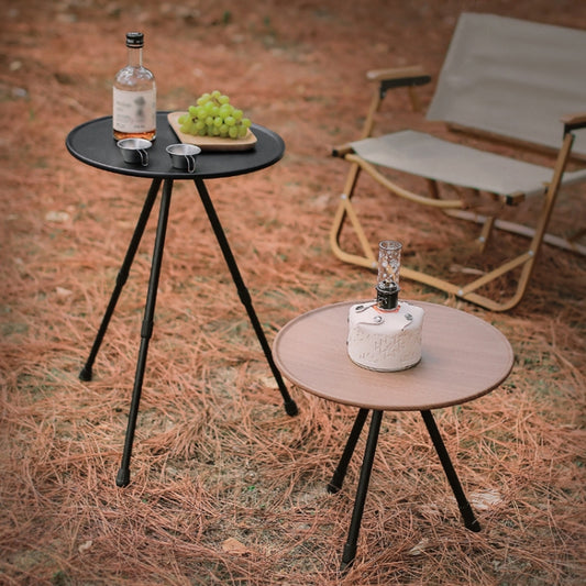 Outdoor Aluminum Alloy Folding Small Round Table Portable Liftable Camping Table, Color: Black by bashfashion