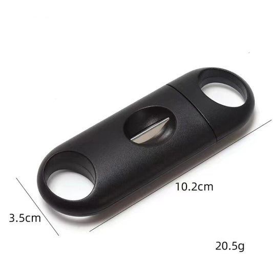 2pcs Portable Stainless Steel V Shaped Plastic Cigar Cutter Opening Hole(Black) by bashfashion